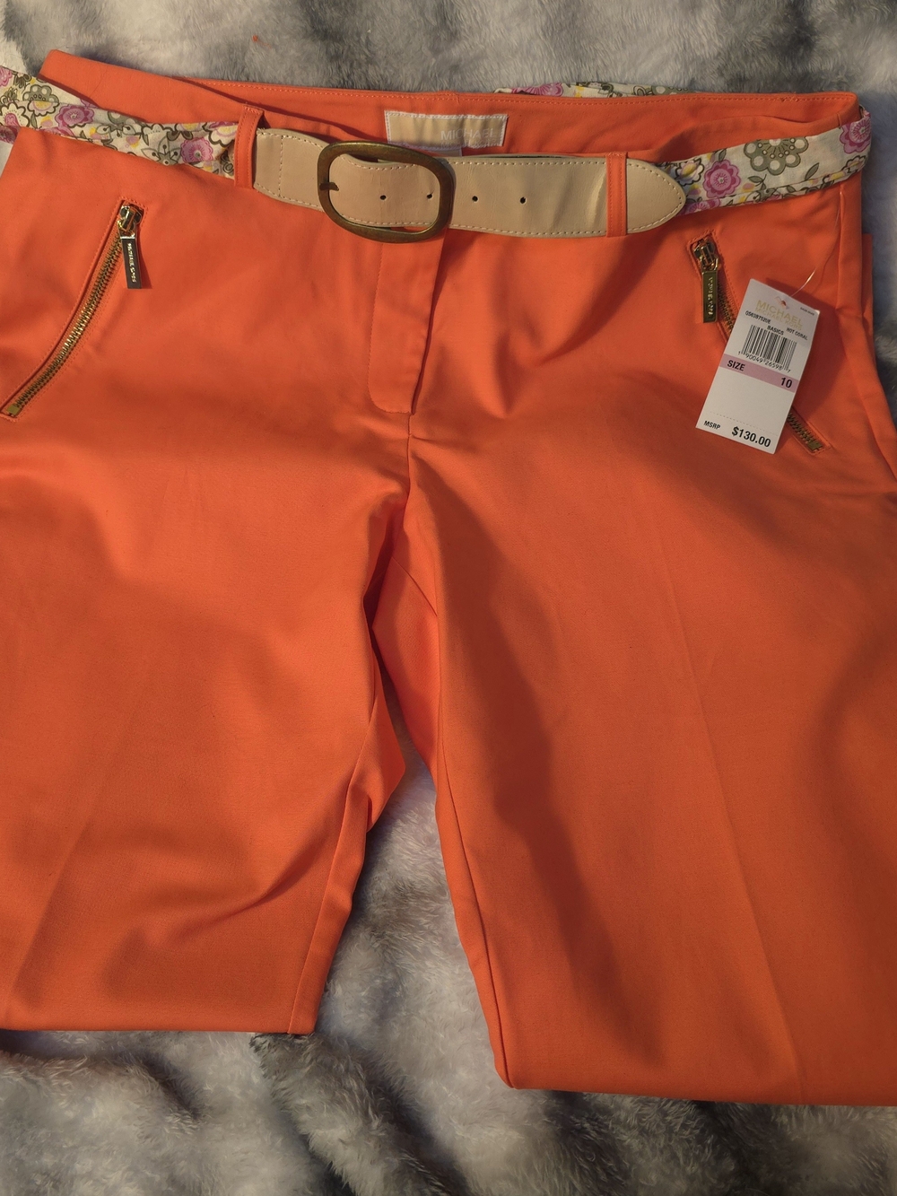 Women’s Bright Orange Tailored Pants with Belt NWT